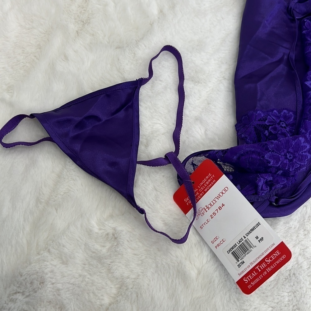 Shirley of Hollywood purple lace nightie/ chemise 2 piece NWT adjustable strap - Picture 14 of 14